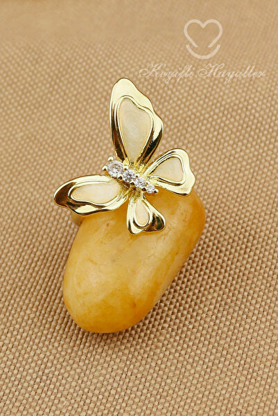 Keyifli Hayaller Çelik Yüzük - Ayarlanabilir Çelik Zirkon Taşlı Kelebek Model...