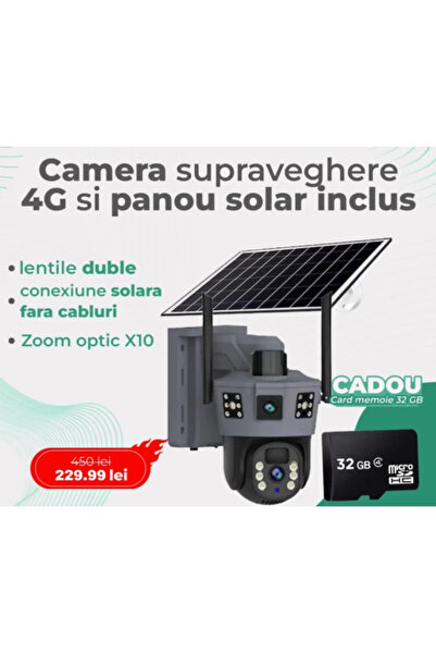 Zherqon 4G Solar Panel Surveillance Camera, 1080p, 10x Optical Zoom, Color Night Vision to 100m, Two-Way Aud