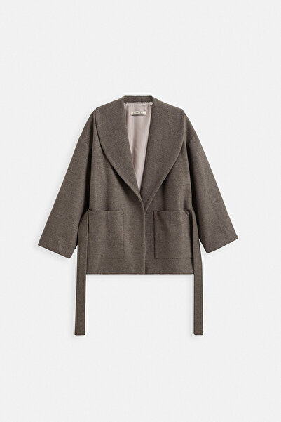 TEREZIE YÜN KARIŞIMLI OVERSIZE KISA KABAN