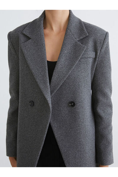 LC Waikiki Double-Breasted Collared Women's Cashmere Blazer Jacket