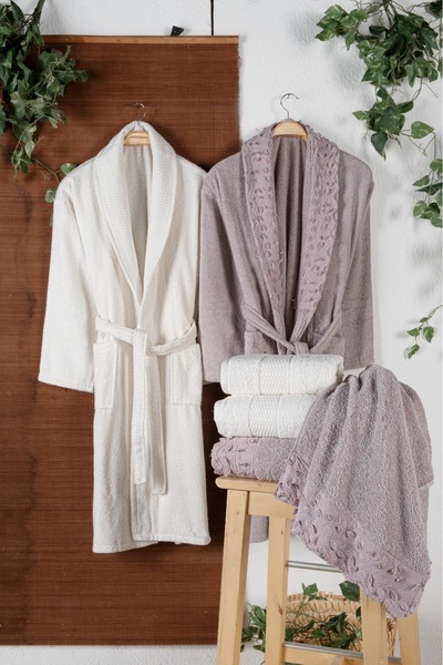 Fiesta Tekstil طقم روب استحمام فاخر للعروس مكون من 6 قطع