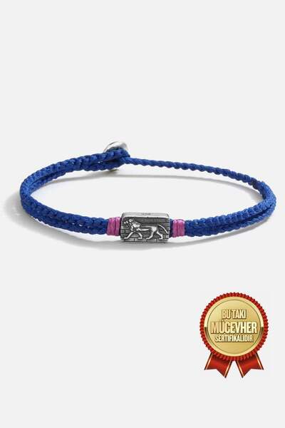 MEKS JEWELS Gümüş Aslan İpli Erkek Bilekliği