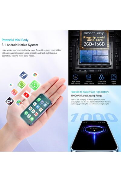 Generic XS15 4G Mini Smartphone - 3.0" HD Display, Android 8.1, 2GB RAM, 16GB ROM, Dual SIM (Purple)