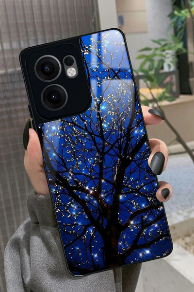 OPPO Reno 13F Uyumlu Van Gogh Mavi Ağaç Tablo Tasarımlı Glossy Premium Kılıf