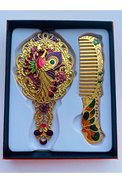 GALATA GIFT Σετ χτένας καθρέφτη, Σετ δώρου με μεταλλικό κουτί, βούρτσα μαλλιών με καθρέφτη 13 εκ.