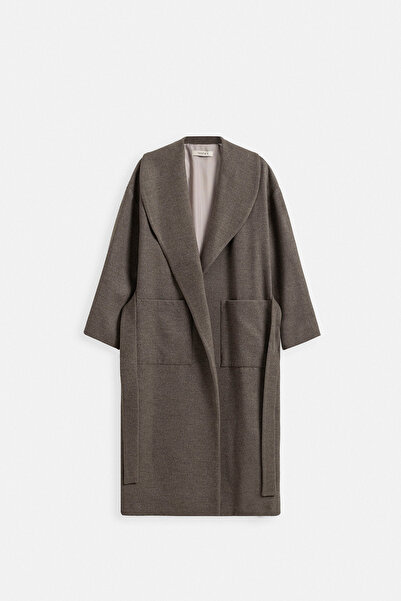 TEREZIE معطف طويل من مزيج الصوف قصة فضفاضة