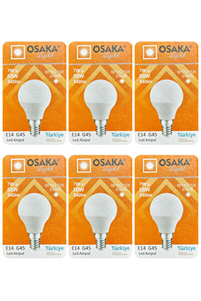 Avarson (6 Adet) Osaka 7W (50W) Beyaz Işık E14 Duylu (İnce Duy) Led Mini Ampul