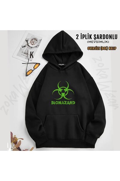 ZOKAWEAR سويت شيرت بقلنسوة للجنسين من Biohazard مطبوع (خيطان)