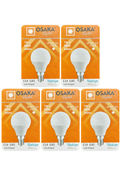 Avarson (5 Adet) Osaka 7W (50W) Beyaz Işık E14 Duylu (İnce Duy) Led Mini Ampul