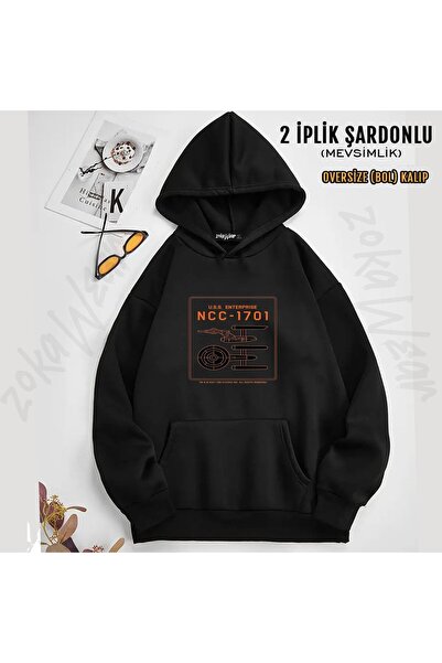 ZOKAWEAR Hanorac unisex Star Trek Uss Enterprise Ncc 1701 Schematic cu imprim...