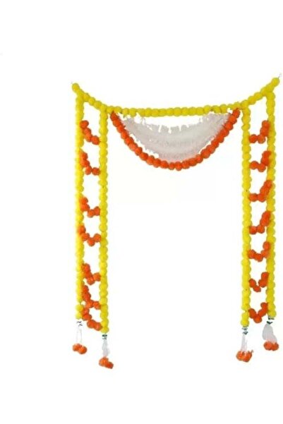 Generic Day To Day Decorative Craft Artificial Flower Toran String with Yellow Orange Marigold Flower For D