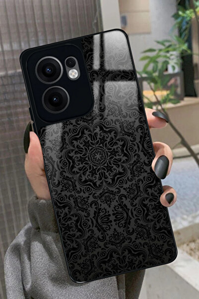 OPPO Reno 13F Uyumlu Siyah Karışık Tasarımlı Glossy Premium Kılıf