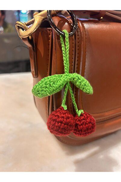 Bloom Hediye Cherry Bag Charm Knit Keychain