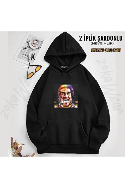 ZOKAWEAR Φούτερ με κουκούλα Unisex 6ix9ine Poster με τύπωμα (2 κλωστές)