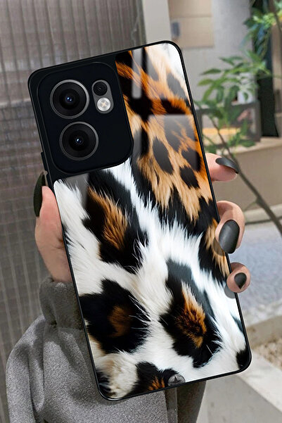OPPO Reno 13F Uyumlu Kahverengi Leopar Tasarımlı Glossy Premium Kılıf