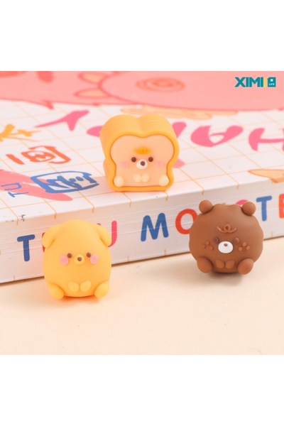 synshop Kawaii 3 Adet Mini Pupu Bear Teddy Ayıcık Cheese Bakery Çiçek Silgi Okul Ofis İhtiyaçları Hediyelik