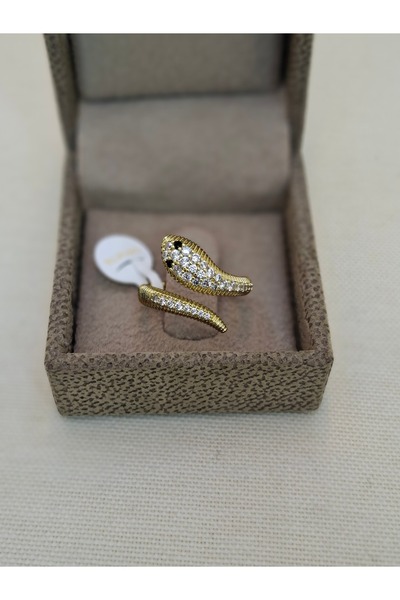 XUPING JEWELRY 14 K ZİRKON TAŞLI YILAN FİGÜRLÜ AYARLANABİLİR ÇELİK YÜZÜK