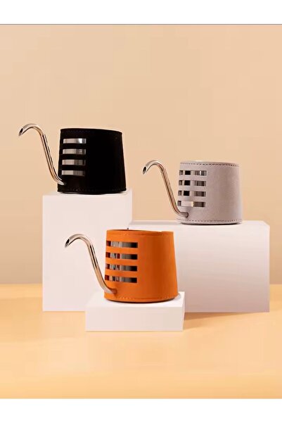 Diguo Digo 200ml V60 Heat-Resistant Leather Coffee Pot (without handle), Stainless Steel, Orange