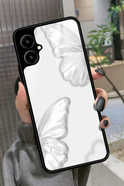 omix X5 Uyumlu Beyaz Kelebek Tasarımlı Glossy Premium Kılıf