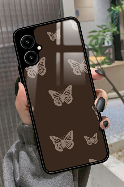 omix X3 Uyumlu Kahverengi Kelebek Tasarımlı Glossy Premium Kılıf