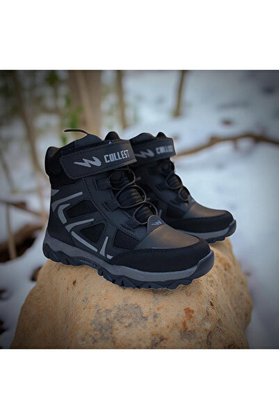 Asyagiyimavm COLLECT ASSİA Erkek Çocuk Siyah Gri Su Geçirmez Termal Kışlık Kar Botu