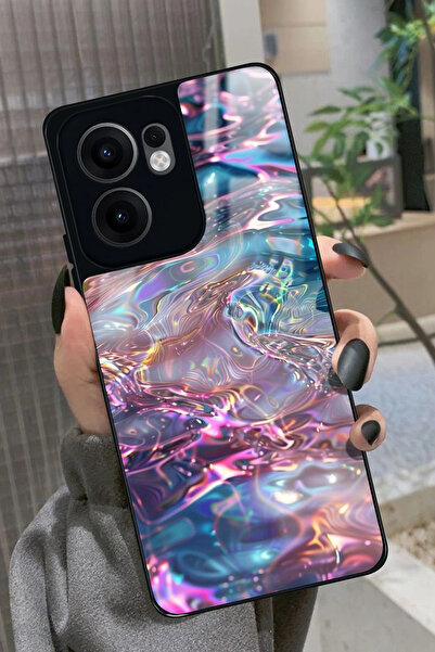 OPPO Reno 13F Uyumlu Simli Dalga Tasarımlı Glossy Premium Kılıf