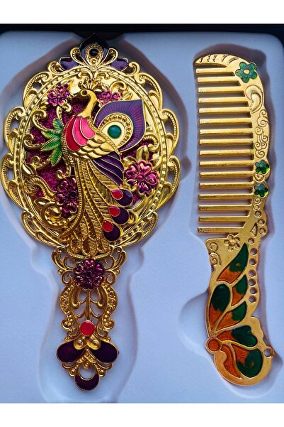 GALATA GIFT Σετ χτένας καθρέφτη, Σετ δώρου με μεταλλικό κουτί, βούρτσα μαλλιών με καθρέφτη 13 εκ.