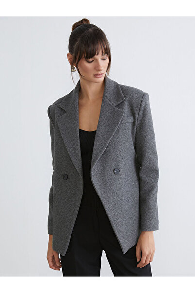 LC Waikiki Double-Breasted Collared Women's Cashmere Blazer Jacket