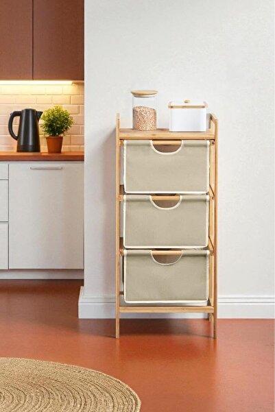 Hype Store Digithome Bambu 1 Raflı 3 Çekmeceli Banyo Düzenleyici Çekmeceli Do...