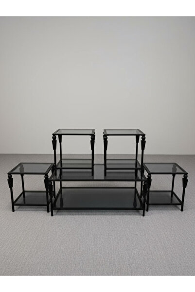 BEC24 5-piece glass serving table set - Modern design, luxurious black
