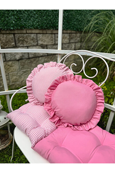 KaiAtelier Pernă rotundă cu volane Candy, umplută cu umplutură interioară