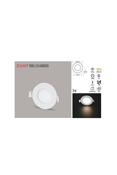 Hype Store CT-5144-G Panel LED Slim Yuvarlak Spot 3 W 3000K Işığı Beyaz Gövde
