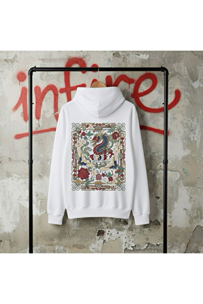 Infire clothing هوديي للجنسين قصة فضفاضة مطبوع عليه نمط عرقي