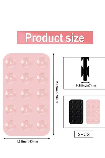 Generic 2 Pack Silicone Suction Phone Case, Double-Sided Suction Cup, Anti-Slip Hands-Free Holder (Black, Li