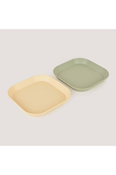 MATMEL طبق مربع من إل سي، طقم من قطعتين، لون أخضر نعناعي - فانيليا (3 قطع)