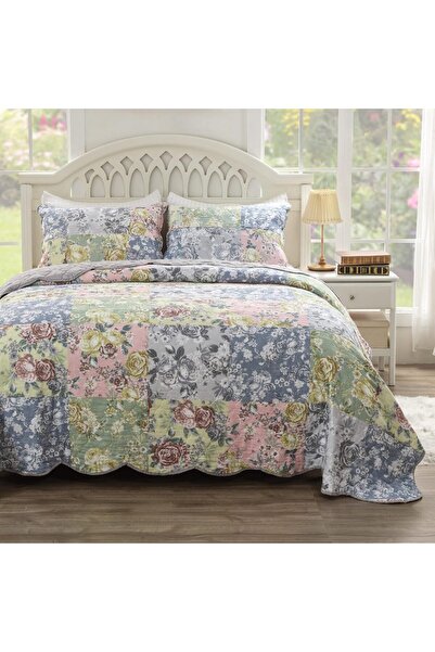 Hype Store Greenland Home Emma Stil Yorgan Seti, 3 Parça Tam/Kraliçe, Gri