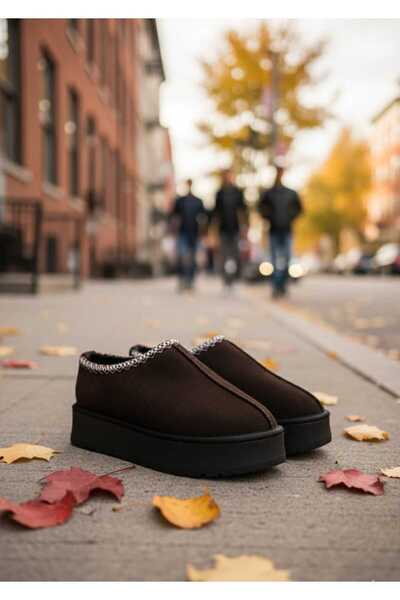 Klay Shoes Kadın Ayakkabı İçi Kürklü Kışlık Terlik Yüksek Taban Bot