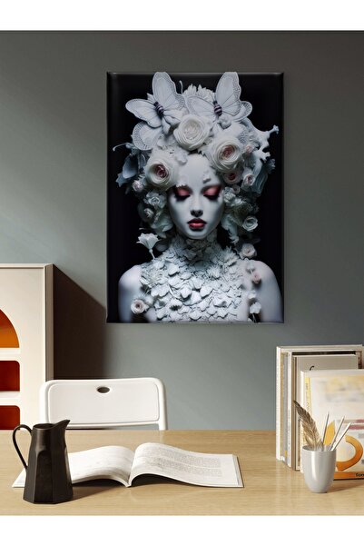 ESLEM Premium Kelebekli Beyaz Kadın Kanvas Tablo – Kaliteli Baskı, Estetik ve...