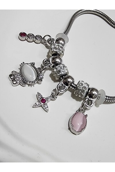 ALLEGRİA سوار نسائي إيطالي من الفولاذ مرصع بالأحجار الوردية من سيلفر هيلو كيتي