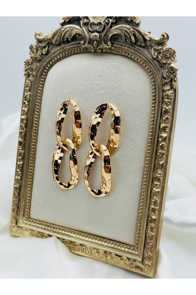 Snartun Gold Oval Chain Dangle Earrings – Shiny and Elegant Women's Jewelry | Special Boxed