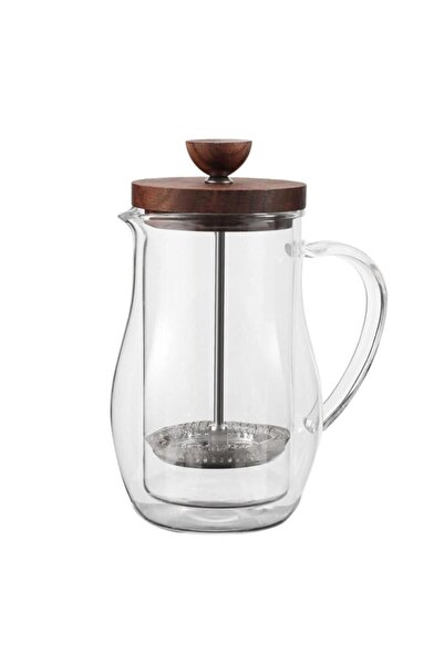 LUXURY French Press Coffee Maker Pot 350ml Glass Double Bamboo Lid French Press Pitcher