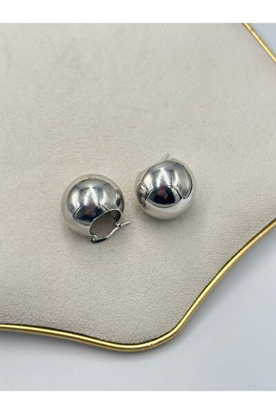 MyladyAccessoriess Topçuk Earrings (Hoop Earrings) (Brass Plated) Silver