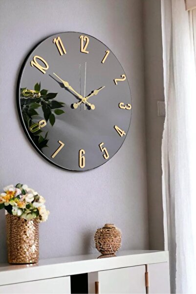 E&D Collection 41 Cm Gerçek Ayna Pleksi Rakam Dekoratif Duvar Saati