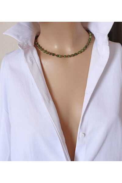 shop Verda Doğal Yeşim Taşı Bakır Detaylı Uniseks Kolye