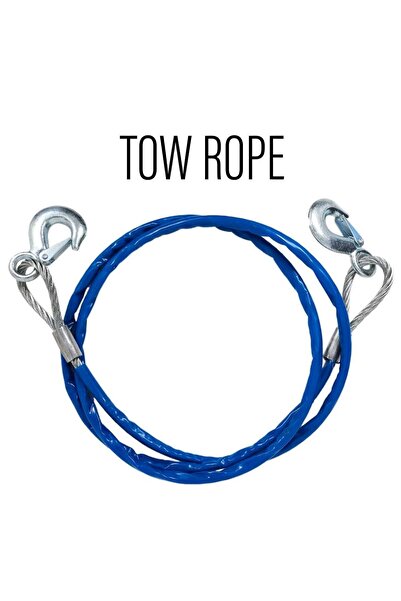 3XR كابل سحب معدني للسيارة - كابل سحب فولاذي 12 مم × 3.5 متر مع خطافات