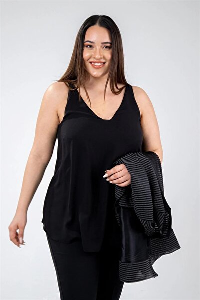 Roxxlen Γυναικείο Σετ Μπλούζα και Μπλούζα βραδινό φόρεμα Rachel Plus Size Μαύρο-Ασημί