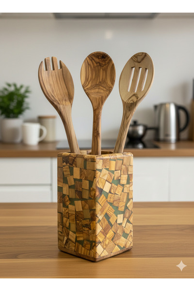 ELAR WOODEN Zeytin Ağacı 4’lü Mutfak Seti