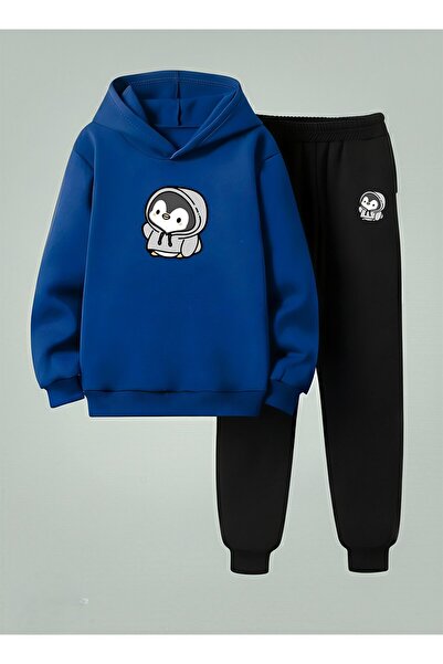 LORVEX Children's Hooded Set Cute Penguin Ba Printed Yarn Char Fleece-Lined E...