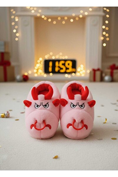 Klay Shoes Unisex Boğa Figürlü Ev Botu Ses Yapmaz Taban Panduf Ev Ayakkabısı