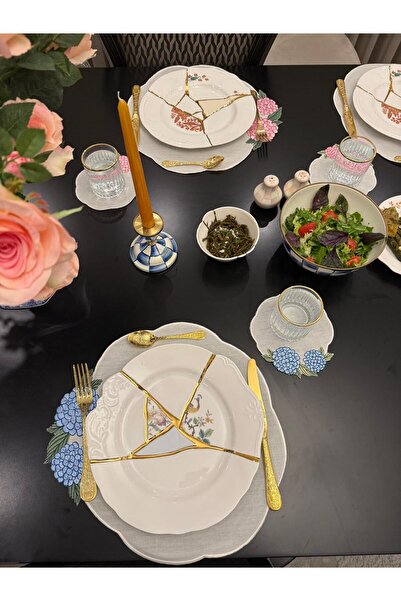 NC Home Design Blue Hydrangea American Tablecloth for 2 People - Imported Linen